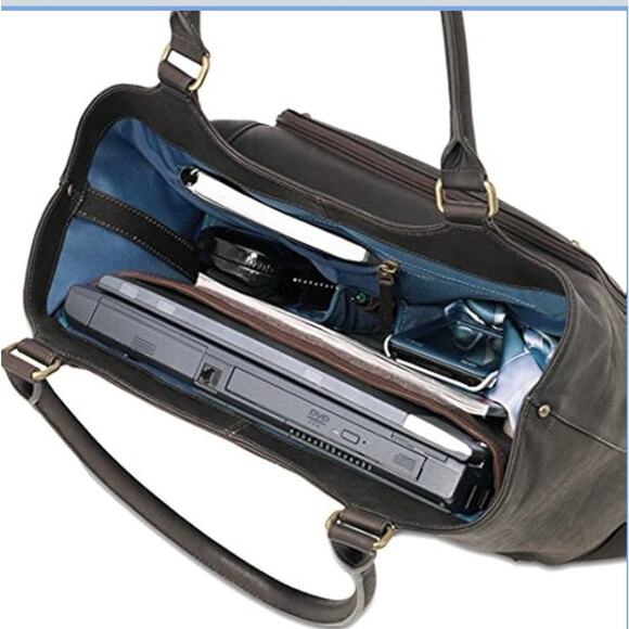 SOLO Premium Leather 16" LaptopTote - Espresso Business Executive/Teacher Bag - Picture 5 of 6